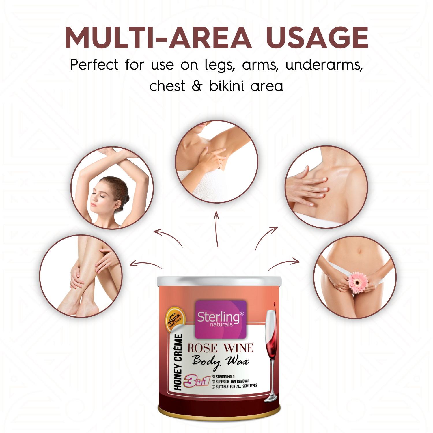 Rose Wine Honey Crème D-Tan Wax | For Smooth & Less Painful Hair Removal (700g)