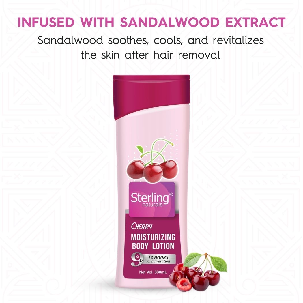 Sterling Naturals Cherry Moisturizing Body Lotion | Superlight & Non-Sticky Body Lotion for Hydration Boost (330ml)