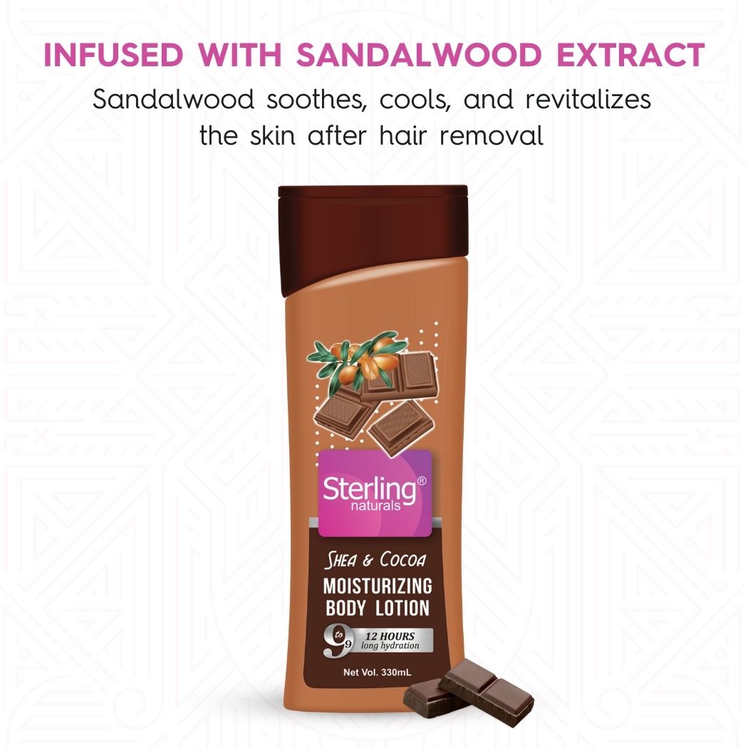 Sterling Naturals Shea Cocoa Moisturizing Body Lotion | Superlight & Non-Sticky Body Lotion for Hydration Boost (330ml)