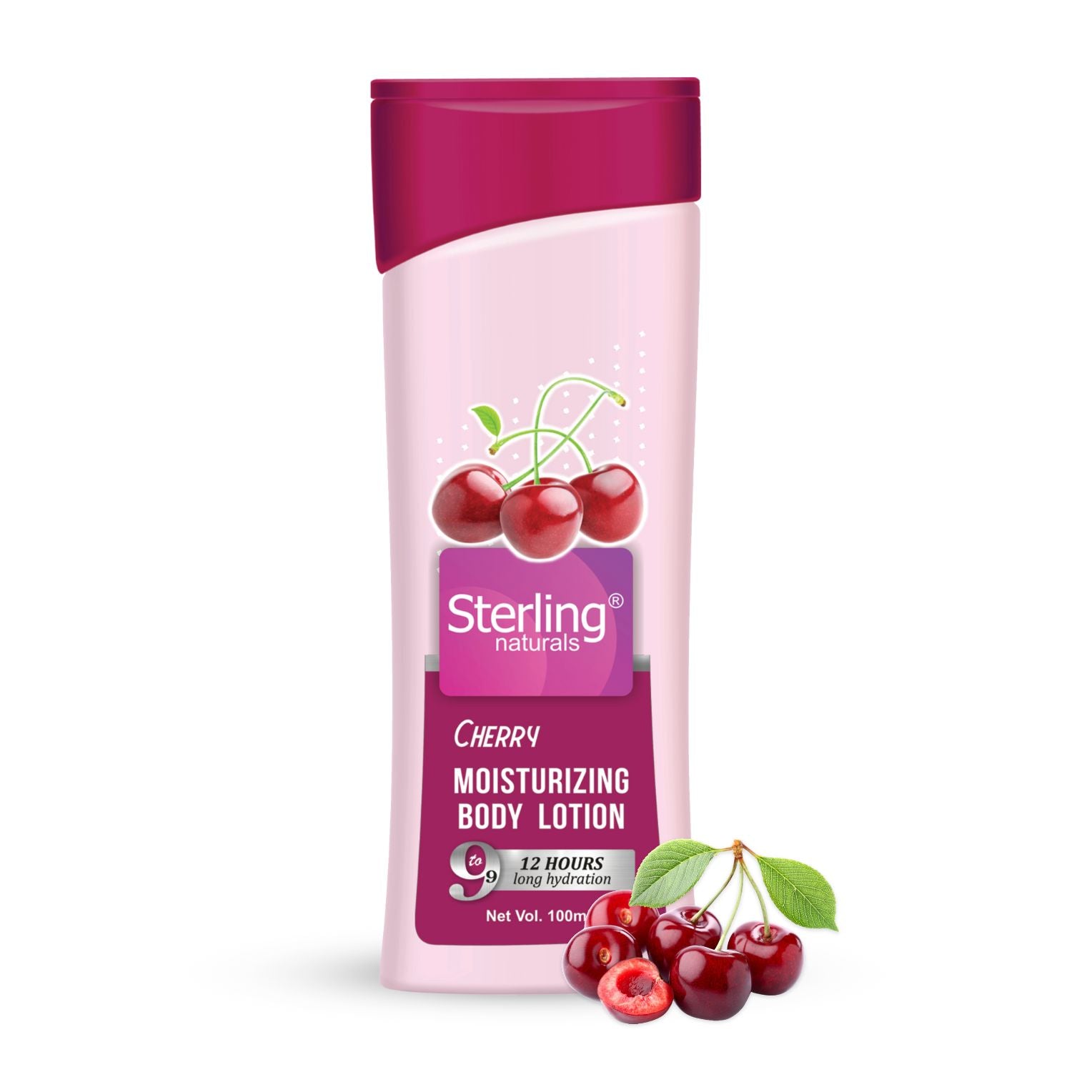 Sterling Naturals Cherry Moisturizing Body Lotion | Superlight & Non-Sticky Body Lotion for Hydration Boost (100ml)