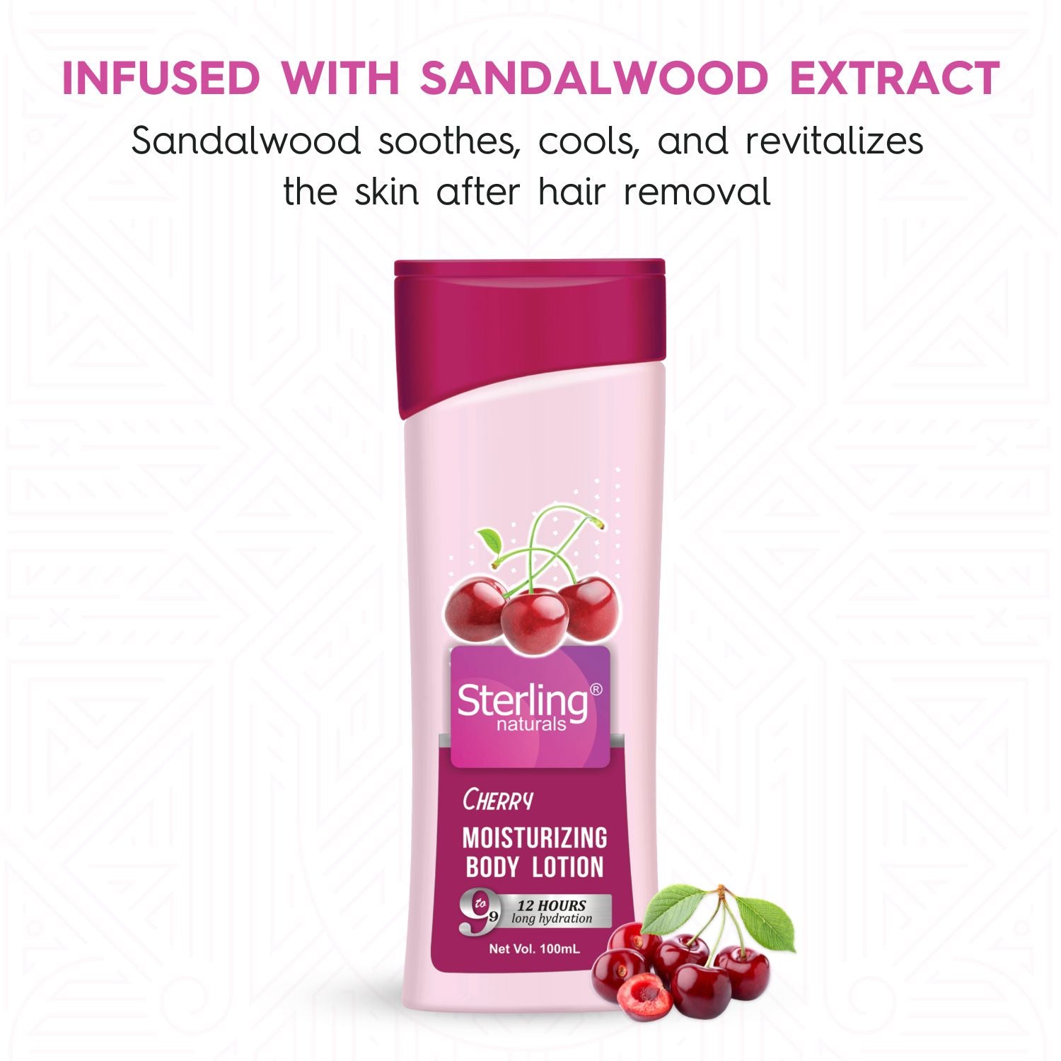 Sterling Naturals Cherry Moisturizing Body Lotion | Superlight & Non-Sticky Body Lotion for Hydration Boost (100ml)