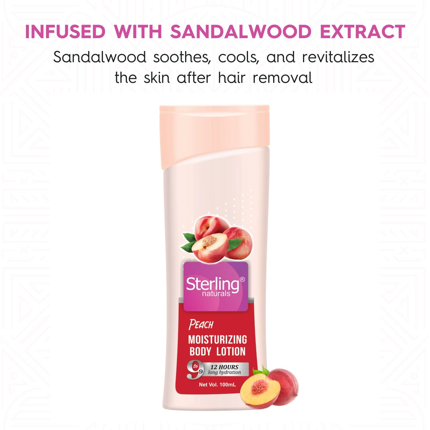 Sterling Naturals Peach Moisturizing Body Lotion | Superlight & Non-Sticky Body Lotion for Hydration Boost (100ml)