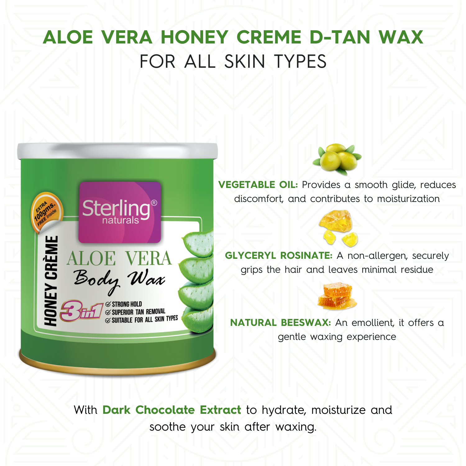 Aloe Vera Honey Crème D-Tan Wax | For Smooth & Less Painful Hair Removal (700g)