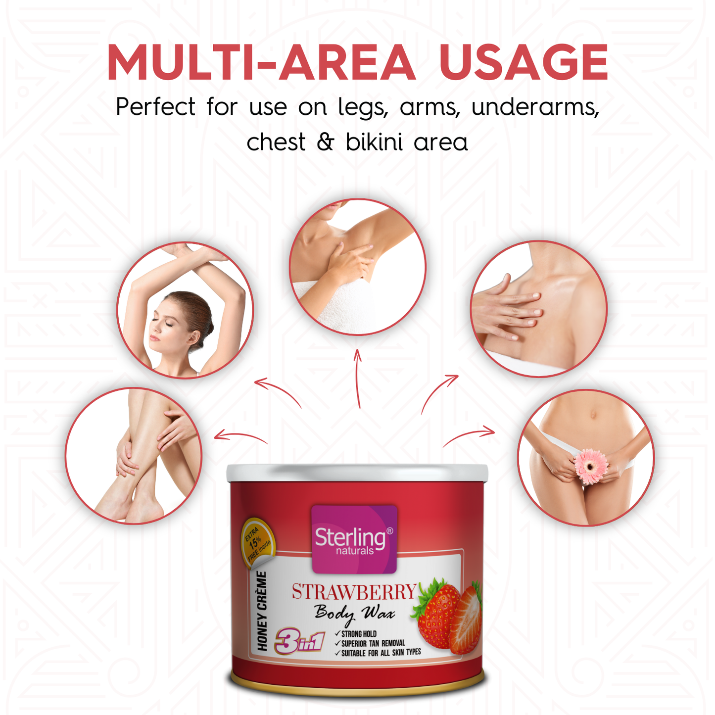 Strawberry Honey Crème D-Tan Wax | For Smooth & Less Painful Hair Removal (230g)