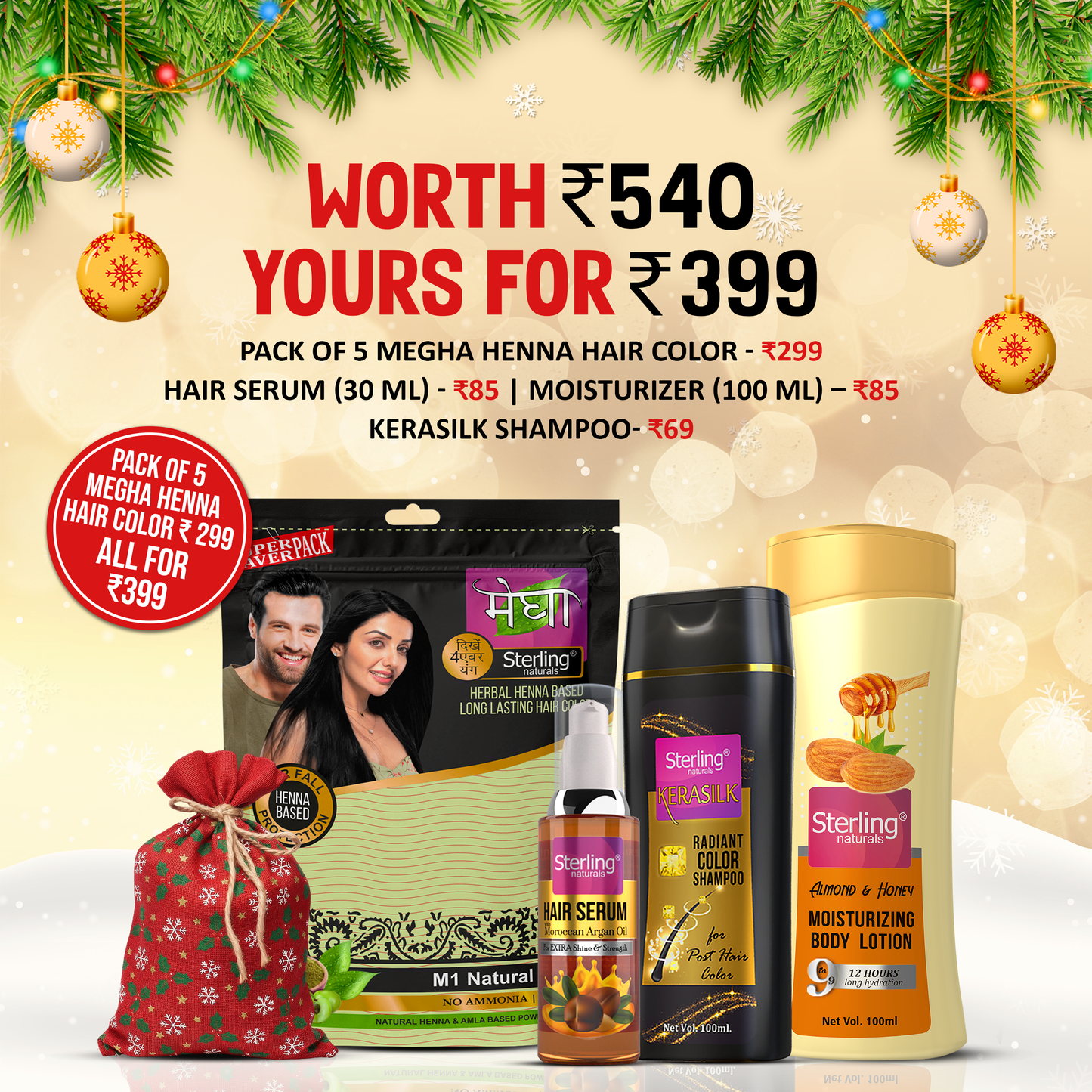 Megha Henna Hair Color Goodie Bag (Pack of 5 + Free Sterling Goodies)