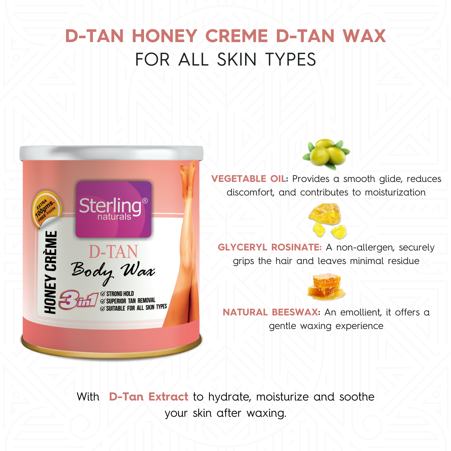 D-Tan Honey Crème D-Tan Wax | For Smooth & Less Painful Hair Removal (700g)