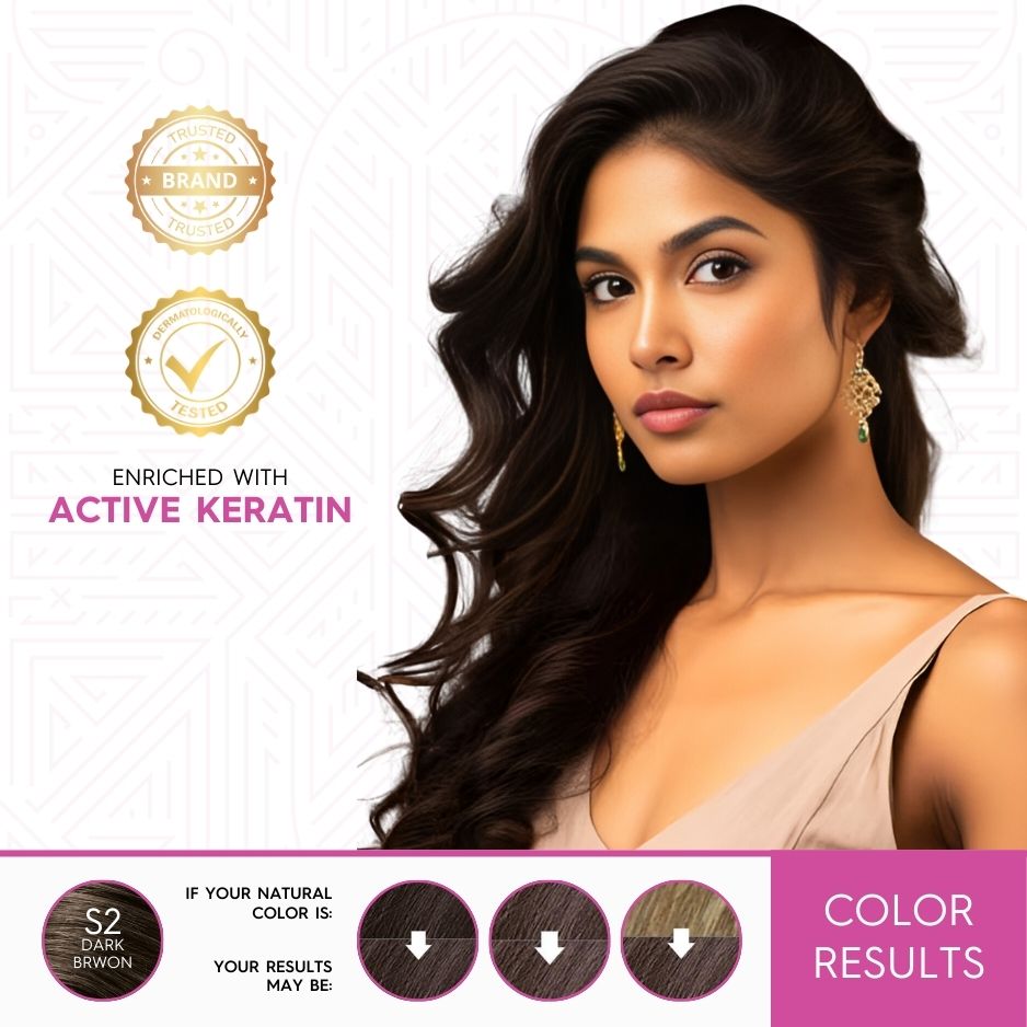 Ammonia-Free Cream Hair Color - Dark Brown | Flawless Salon-like Hair Color At Your Home (30g & 48ml)