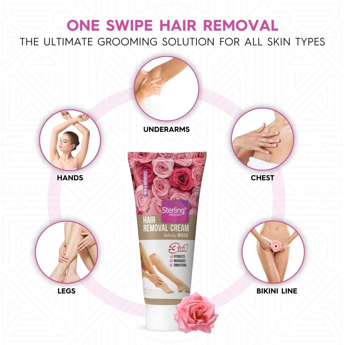 Hair Removal Cream - Velvety Rose | For Bikini Line & Underarms | No Foul Smell, No Skin Darkening & No Rashes (60g)