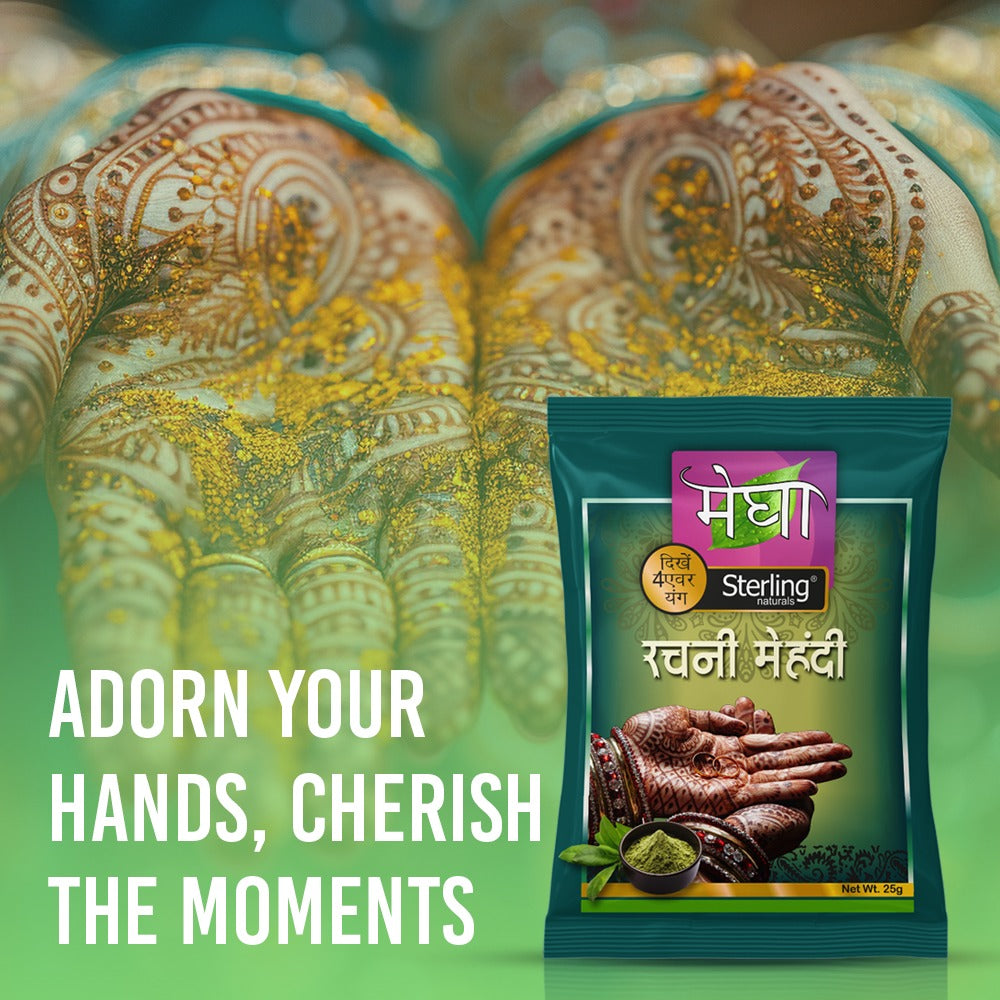 Megha Henna-Based Hair Color (Natural Black) - 5 x 45g + Rachni Herbal Henna Powder – 5 x 25g | Nourishing Combo for Long-Lasting Natural Color & Healthy Hair