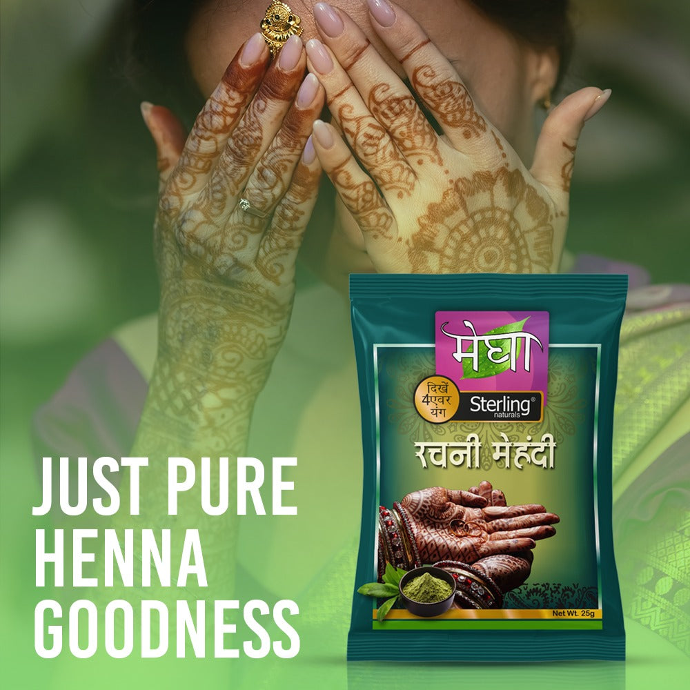 Megha Henna-Based Hair Color (Natural Black) - 5 x 45g + Rachni Herbal Henna Powder – 5 x 25g | Nourishing Combo for Long-Lasting Natural Color & Healthy Hair
