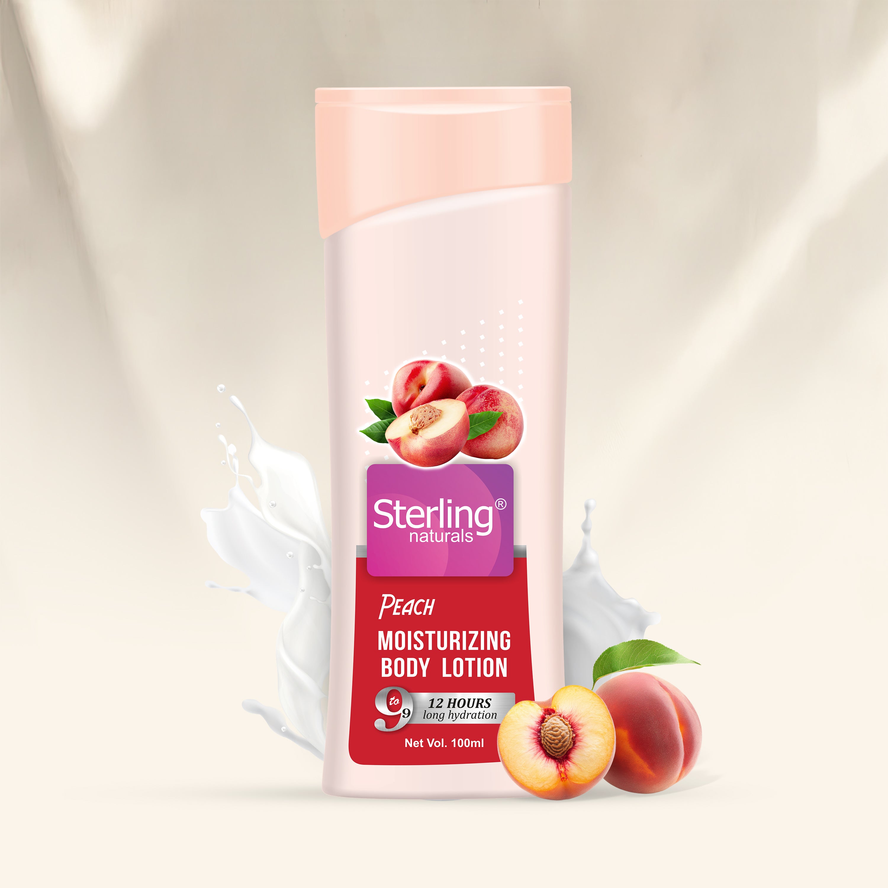 Sterling Naturals Peach Moisturizing Body Lotion | Superlight & Non-Sticky Body Lotion for Hydration Boost (100ml)