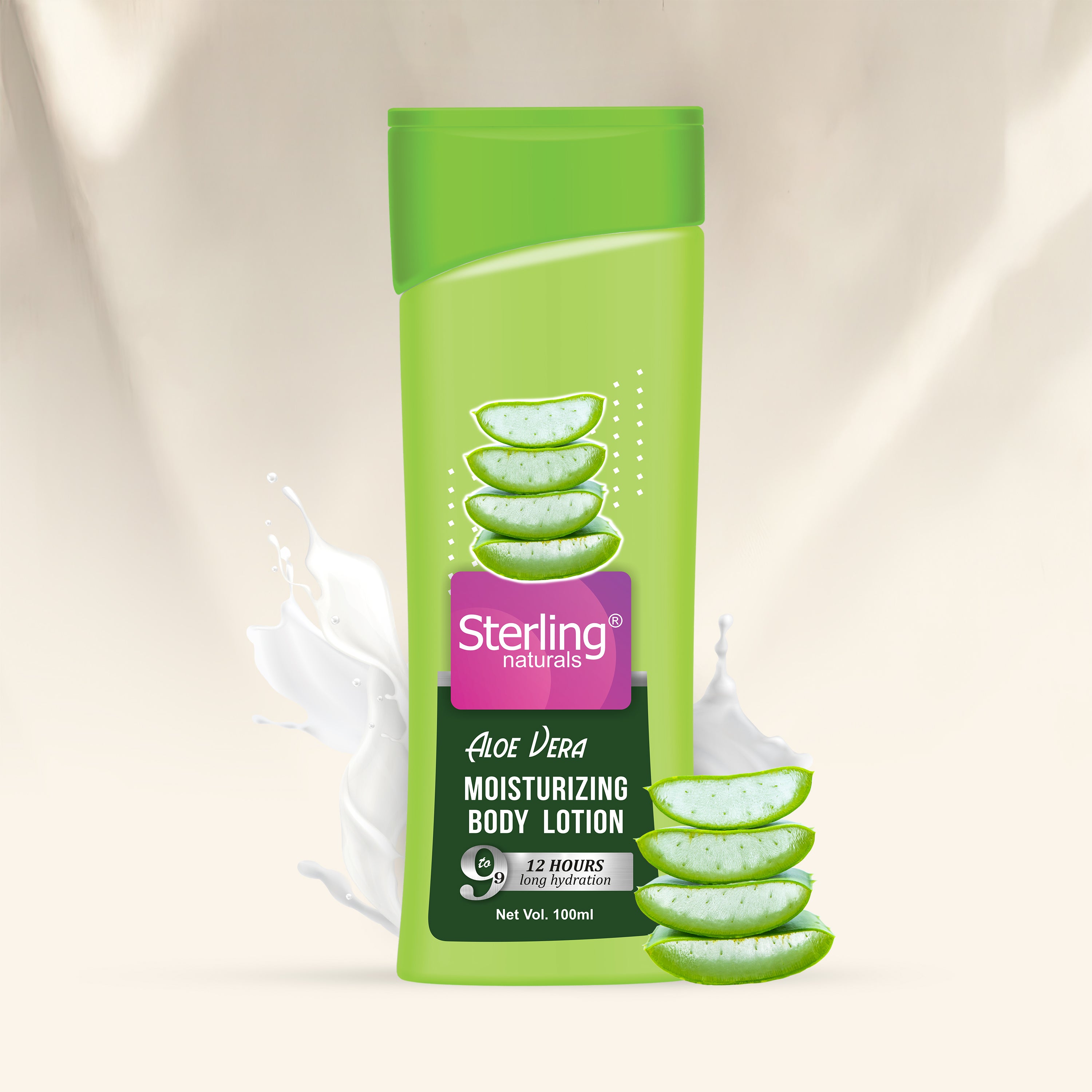 Sterling Naturals Aloe Vera Moisturizing Body Lotion | Superlight & Non-Sticky Body Lotion for Hydration Boost (100ml)