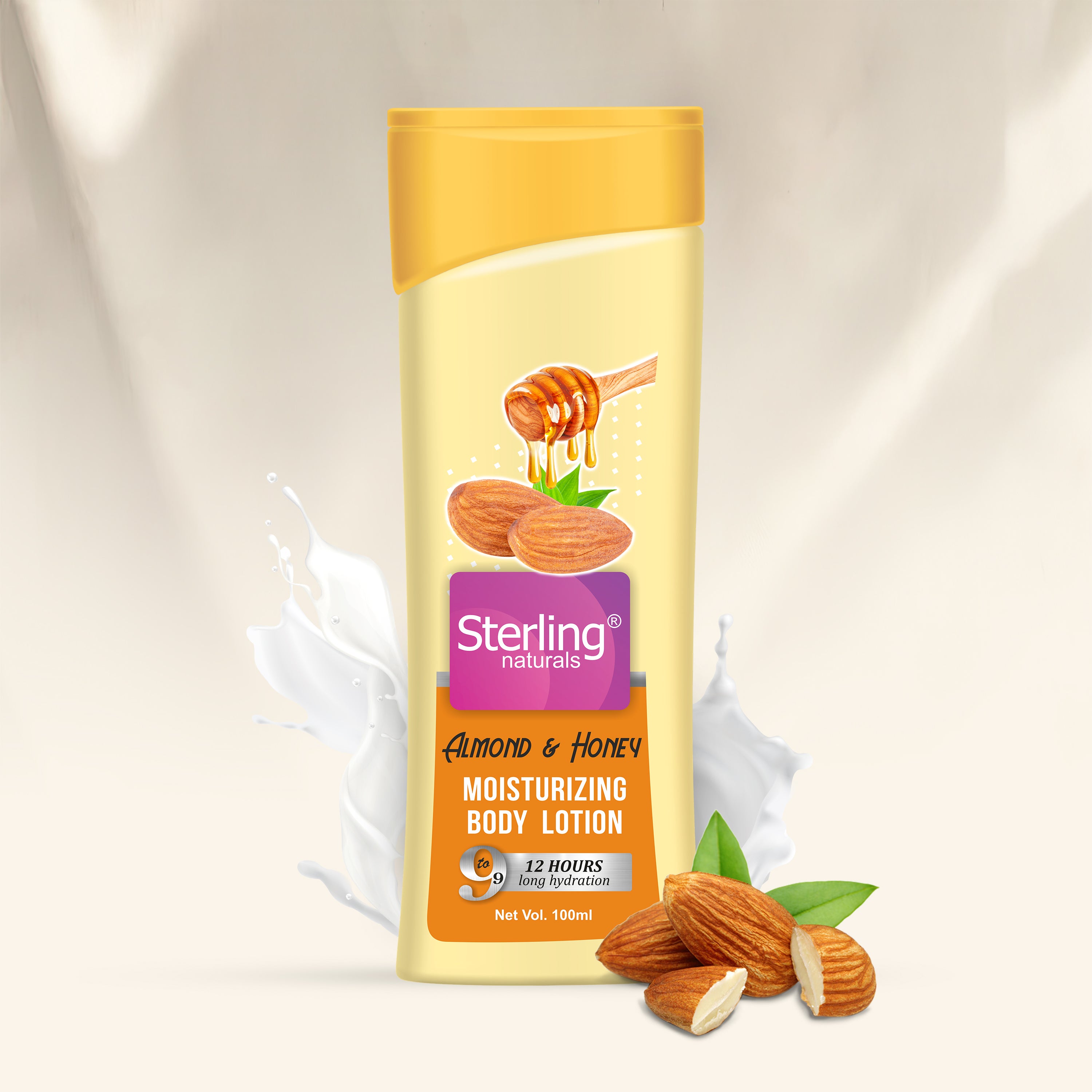 Sterling Naturals Almond Honey Moisturizing Body Lotion | Superlight & Non-Sticky Body Lotion for Hydration Boost (100ml)