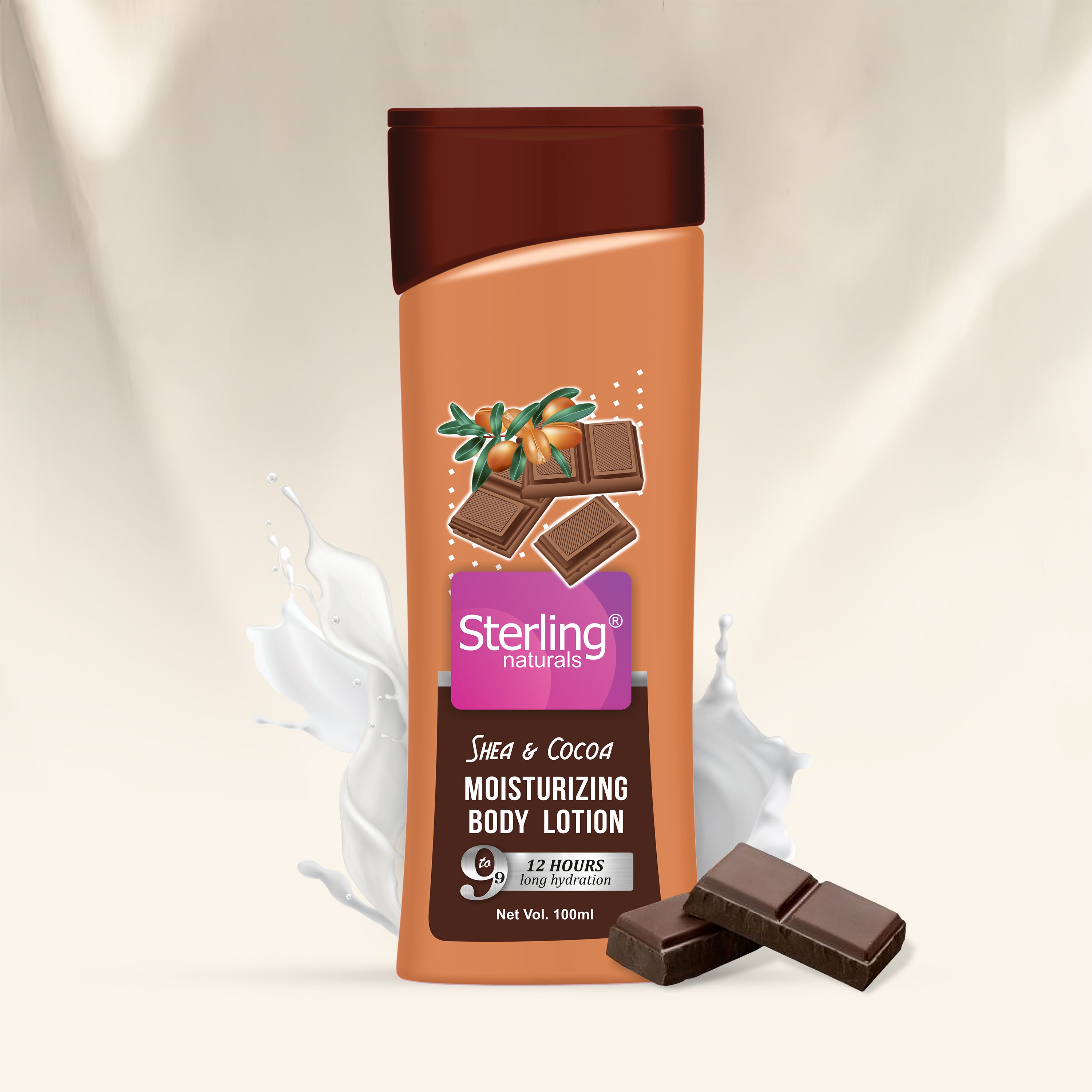 Sterling Naturals Shea Cocoa Moisturizing Body Lotion | Superlight & Non-Sticky Body Lotion for Hydration Boost (100ml)