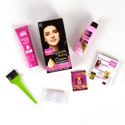 Ammonia-Free Cream Hair Color - Natural Black | Flawless Salon-like Hair Color At Your Home (60g & 66ml)