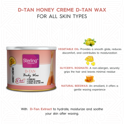 D-Tan Honey Crème D-Tan Wax | For Smooth & Less Painful Hair Removal (230g)
