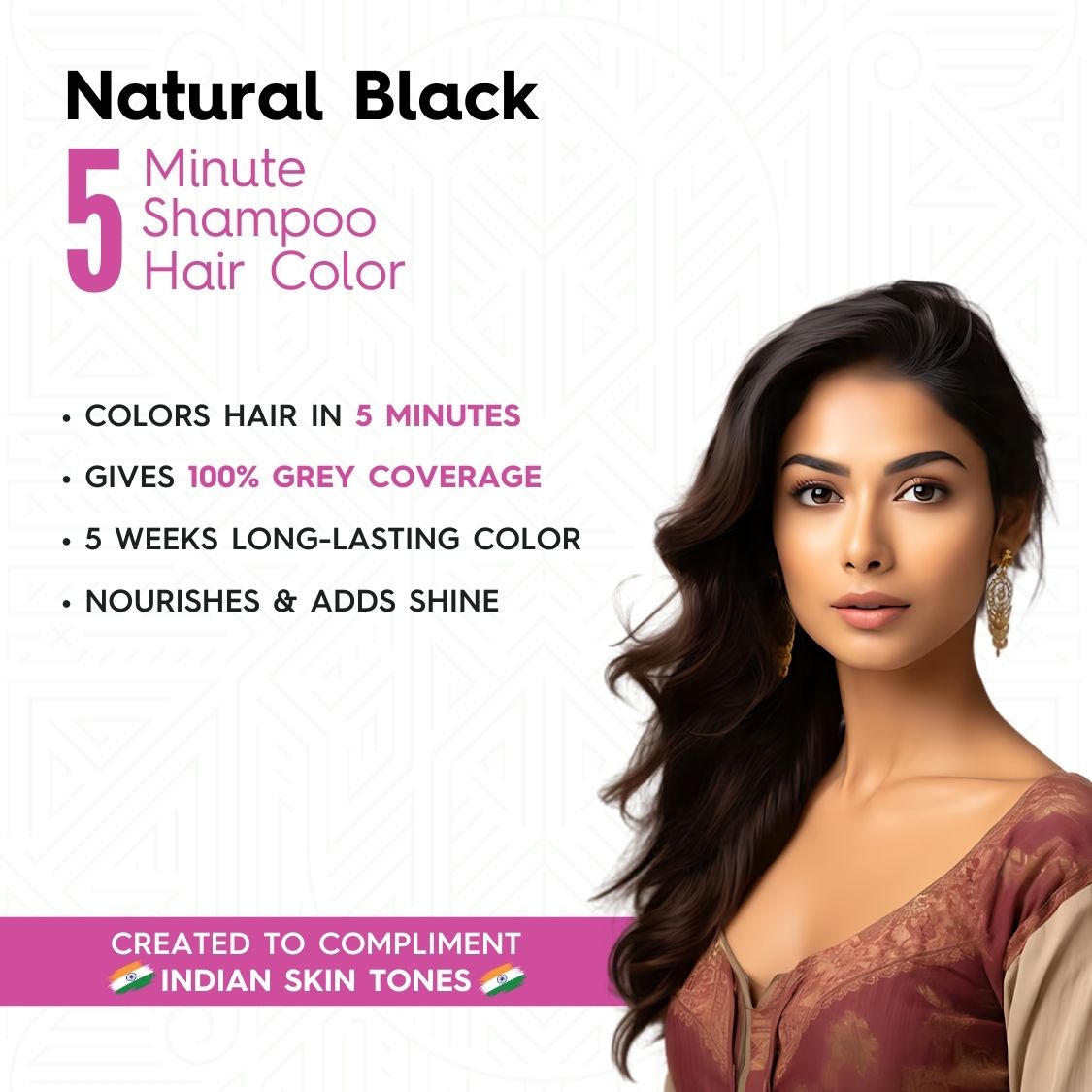 Sterling Naturals Hair Color Shampoo - Black | Quick & Easy Grey Coverage in 5 Mins (25ml + 25ml)