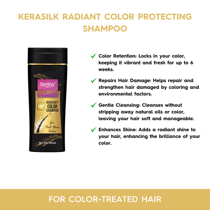 Kerasilk Radiant Color Protecting Shampoo | For Color-treated Hair, Retains Color Upto 6 Weeks & Repairs Hair Damage (100ml)