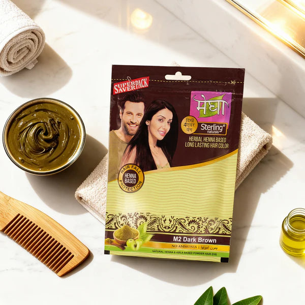 Megha Henna Based Hair Color (Pack of 5) -Dark Brown | With Organically Grown Henna & Amla (45g) each