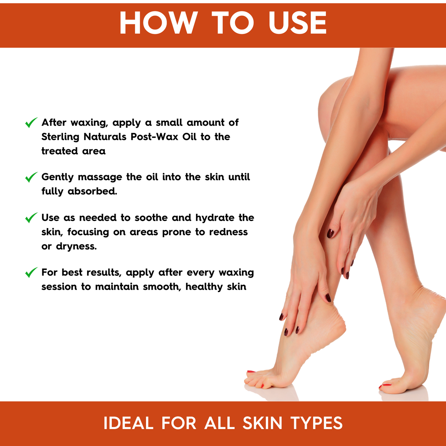 Sterling Naturals Post-Wax Oil | Calms Redness and Area Post Waxing, Softens Cracked Patches (100ml)