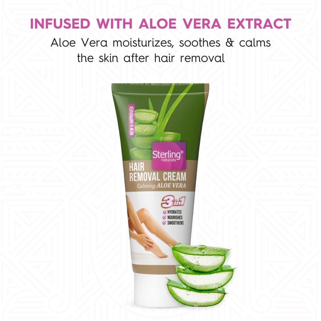 Hair Removal Cream - Calming Aloe Vera | For Bikini Line & Underarms | No Foul Smell, No Skin Darkening & No Rashes (60g)