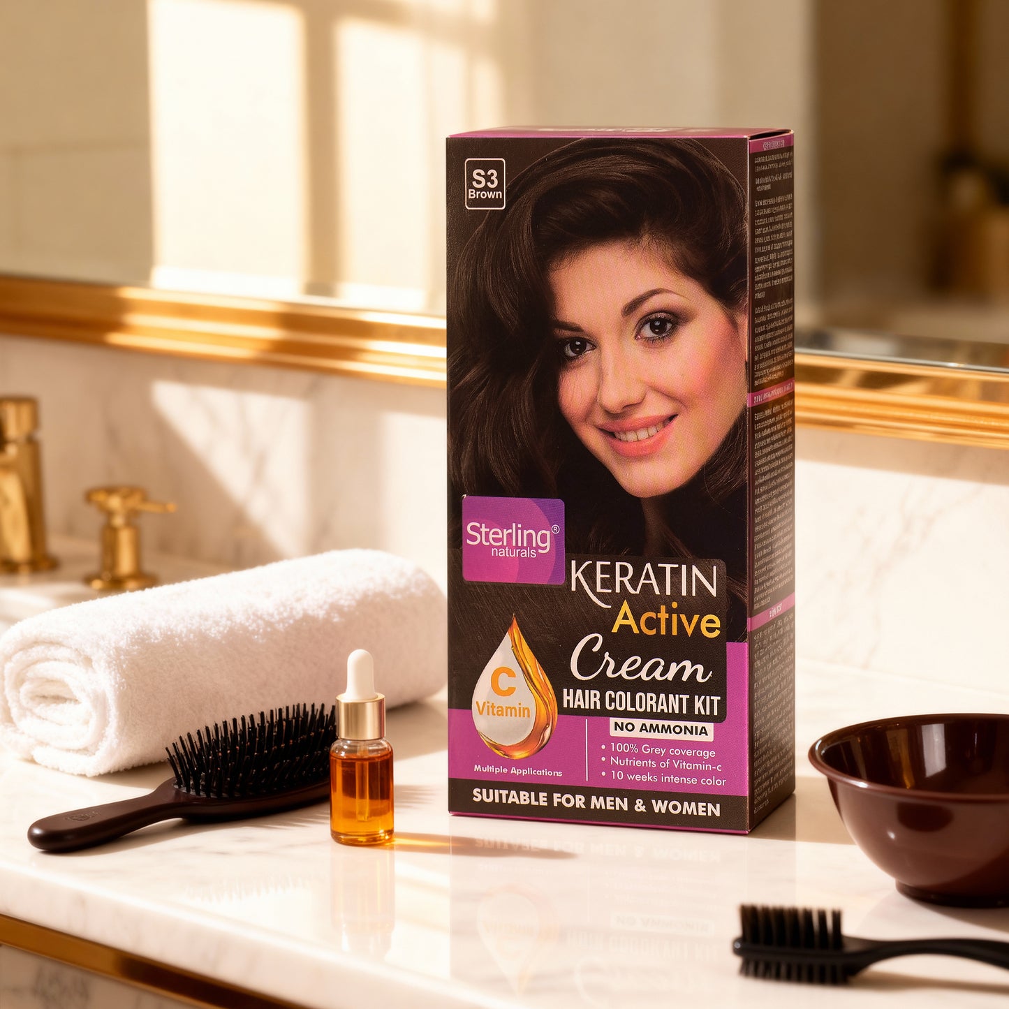 Ammonia-Free Cream Hair Color - Rich Brown | Flawless Salon-like Hair Color At Your Home (60g & 66ml)