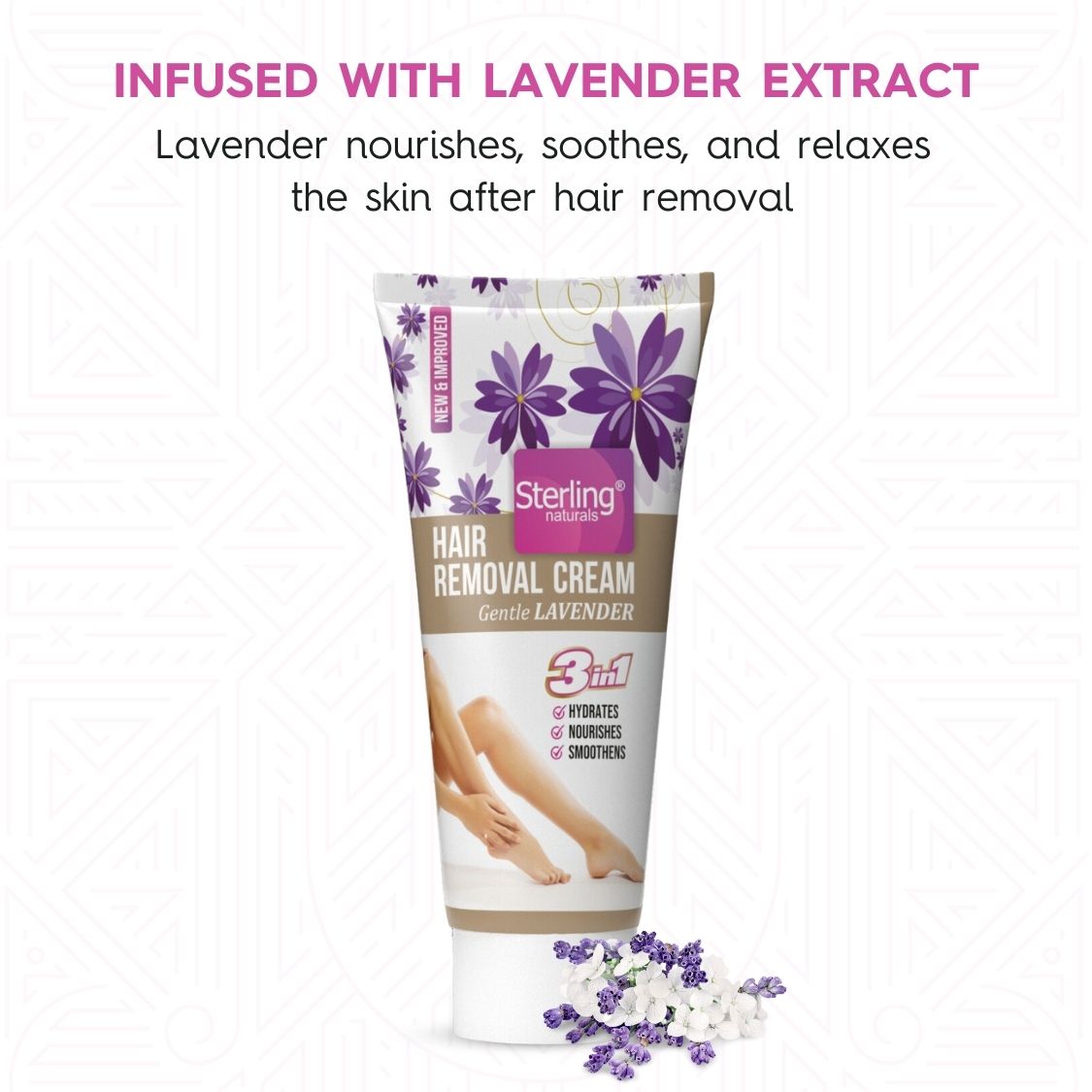 Hair Removal Cream - Gentle Lavender | For Bikini Line & Underarms | No Foul Smell, No Skin Darkening & No Rashes (60g)