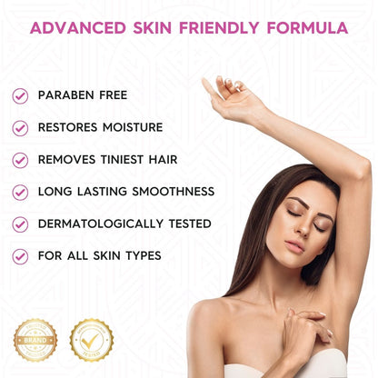 Hair Removal Cream - Gentle Lavender | For Bikini Line & Underarms | No Foul Smell, No Skin Darkening & No Rashes (60g)