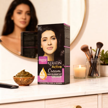 Ammonia-Free Cream Hair Color - Natural Black | Flawless Salon-like Hair Color At Your Home (60g & 66ml)