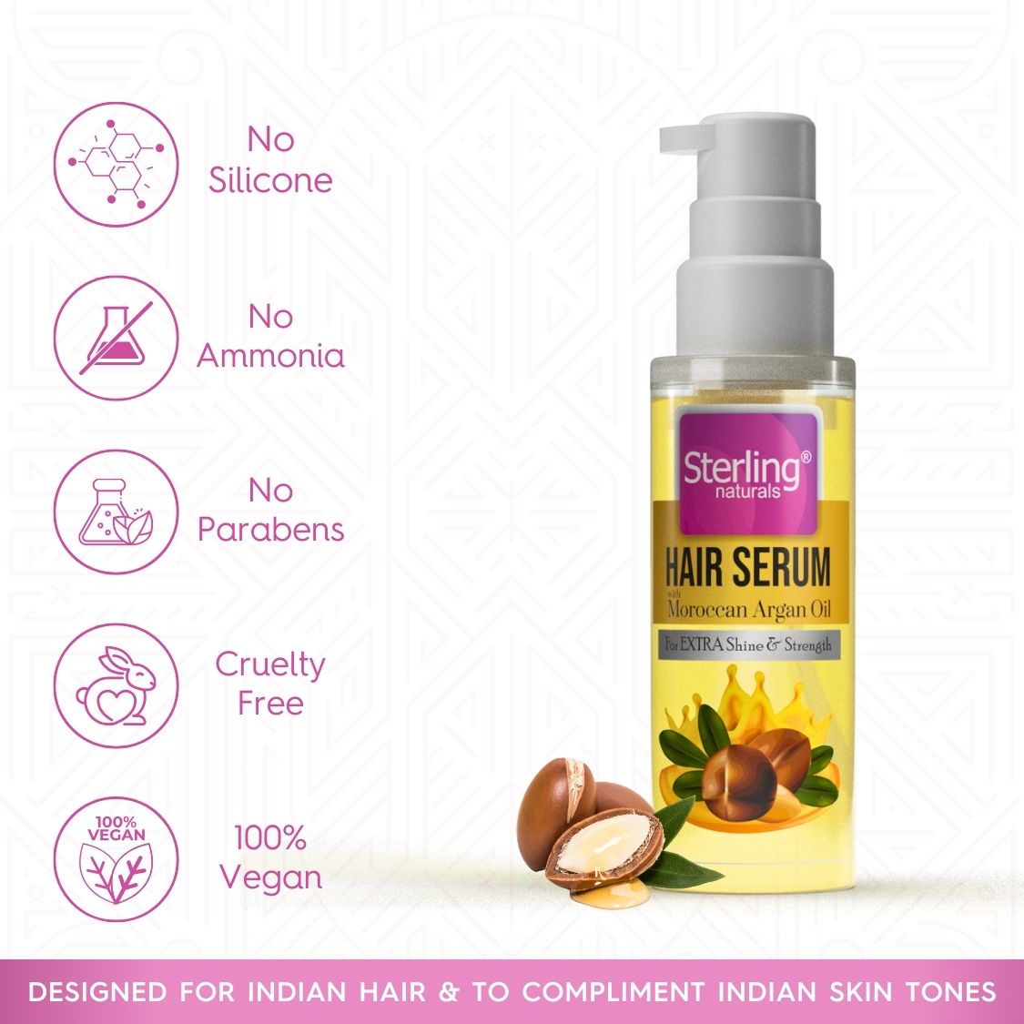 Moroccan Argan Oil Hair Serum | For 10x Frizz Reduction & 24 Hours Shine
