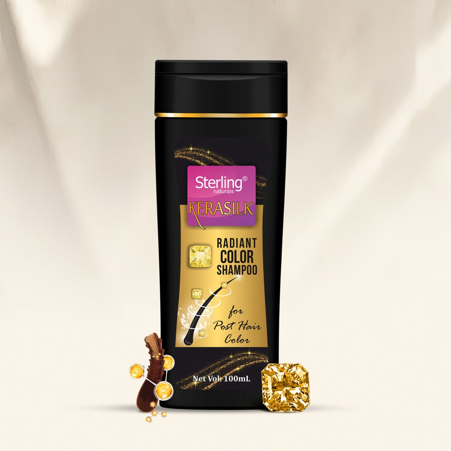 Kerasilk Radiant Color Protecting Shampoo | For Color-treated Hair, Retains Color Upto 6 Weeks & Repairs Hair Damage (100ml)