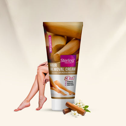 Hair Removal Cream - Exotic Sandalwood | For Bikini Line & Underarms | No Foul Smell, No Skin Darkening & No Rashes (60g)