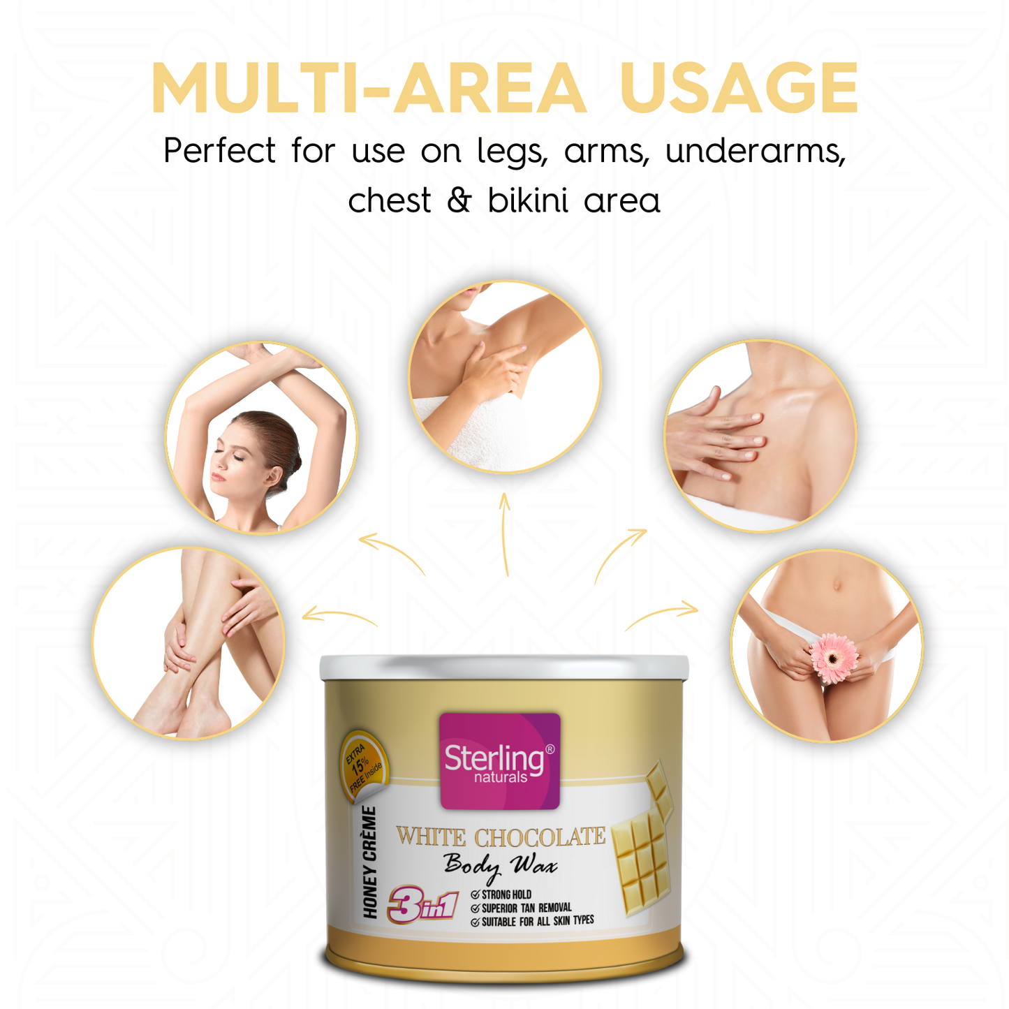 White Chocolate Honey Crème D-Tan Wax | For Smooth & Less Painful Hair Removal (230g)