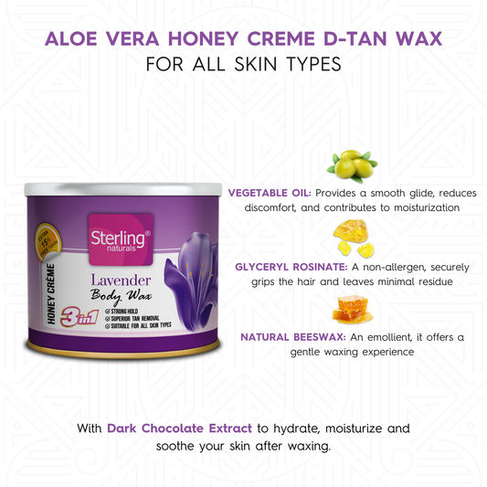 Lavender Honey Crème D-Tan Wax | For Smooth & Less Painful Hair Removal (230g)