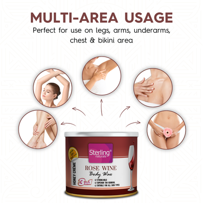 Rose Wine Honey Crème D-Tan Wax | For Smooth & Less Painful Hair Removal (230g)