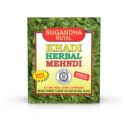 Sugandha Royal | Khadi Herbal Mehndi | Natural Black Hair Colour with Conditioning Herbs & Original Chandan | 80g (4x20g)