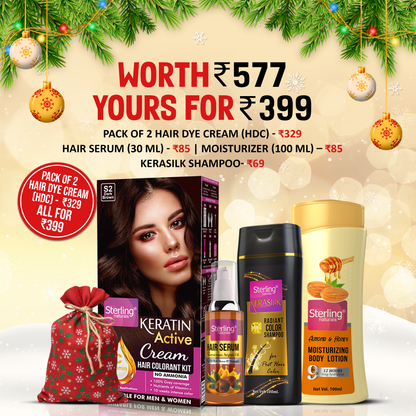 Keratin Active Cream Hair Color Goodie Bag (Pack of 2 + Free Sterling Goodies)