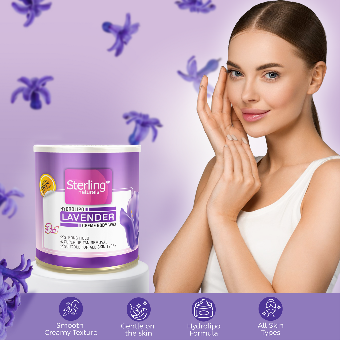 Lavender Honey Crème D-Tan Wax | For Smooth & Less Painful Hair Removal (700g)