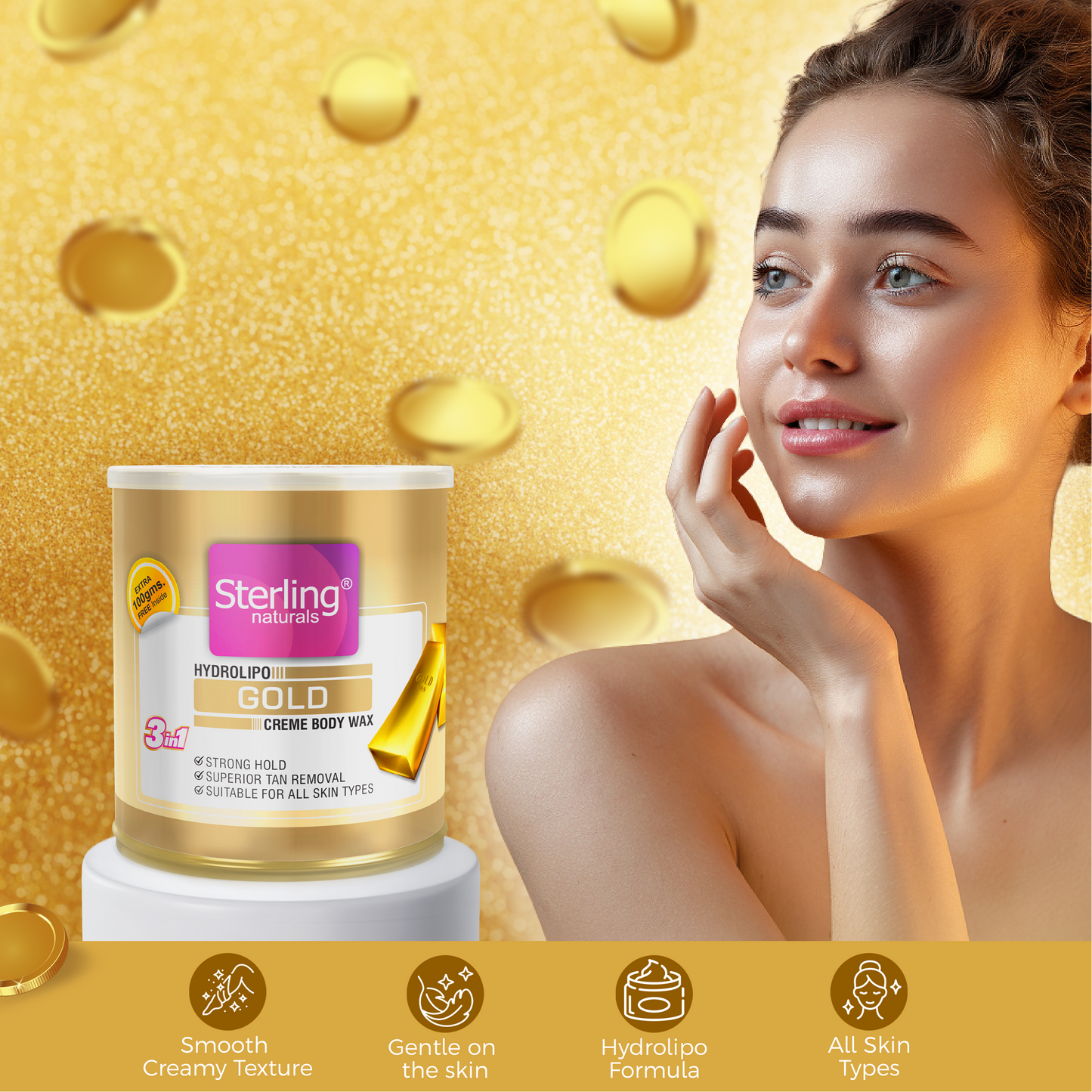 Gold Honey Crème D-Tan Wax | For Smooth & Less Painful Hair Removal (700g)