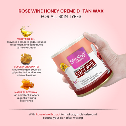 Rose Wine Honey Crème D-Tan Wax | For Smooth & Less Painful Hair Removal (700g)