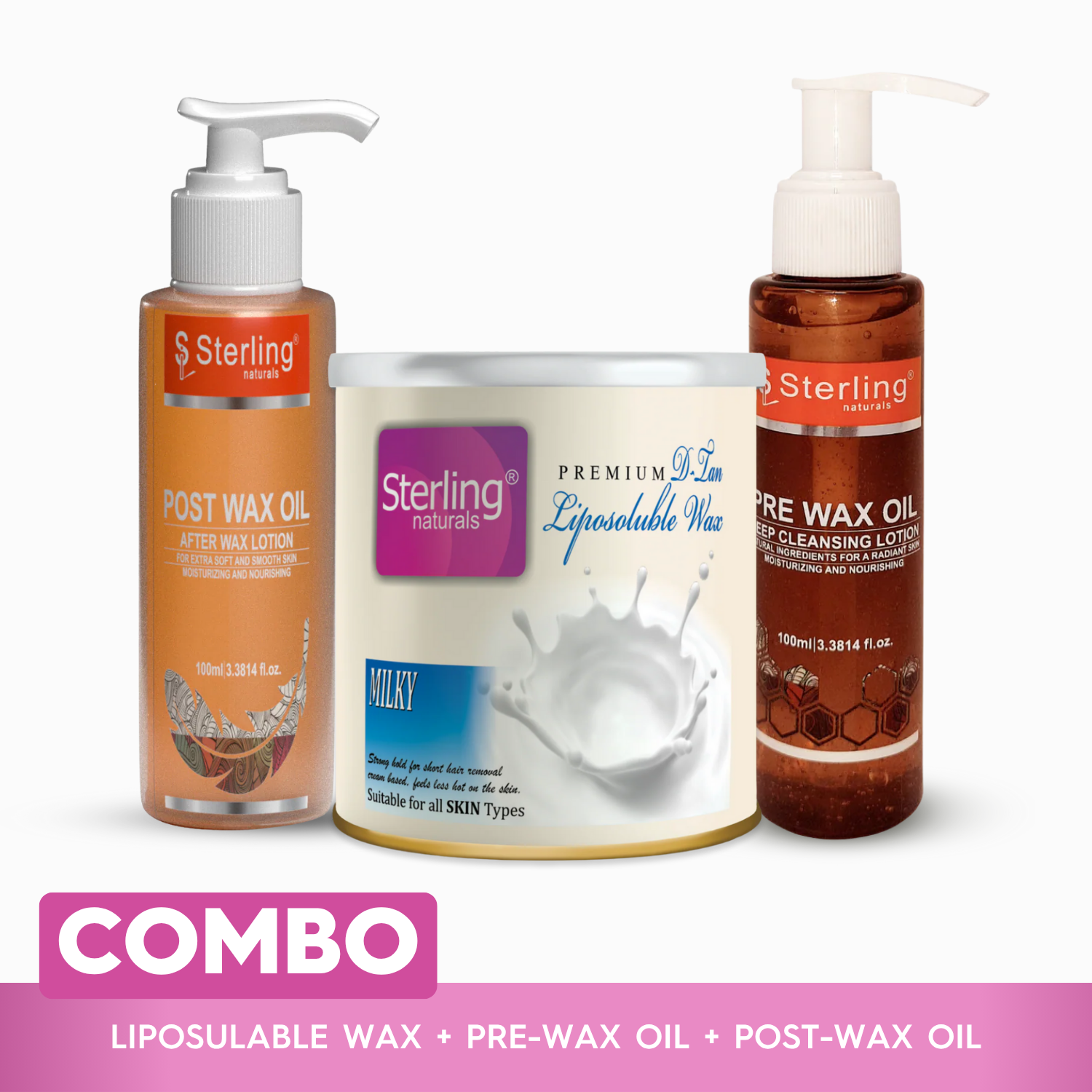 Complete D-Tan Waxing Care Kit –  Liposoluble Wax (700g Each) + Post-Wax Calming Oil with Natural Extracts (100ml) for Smooth, Radiant Skin