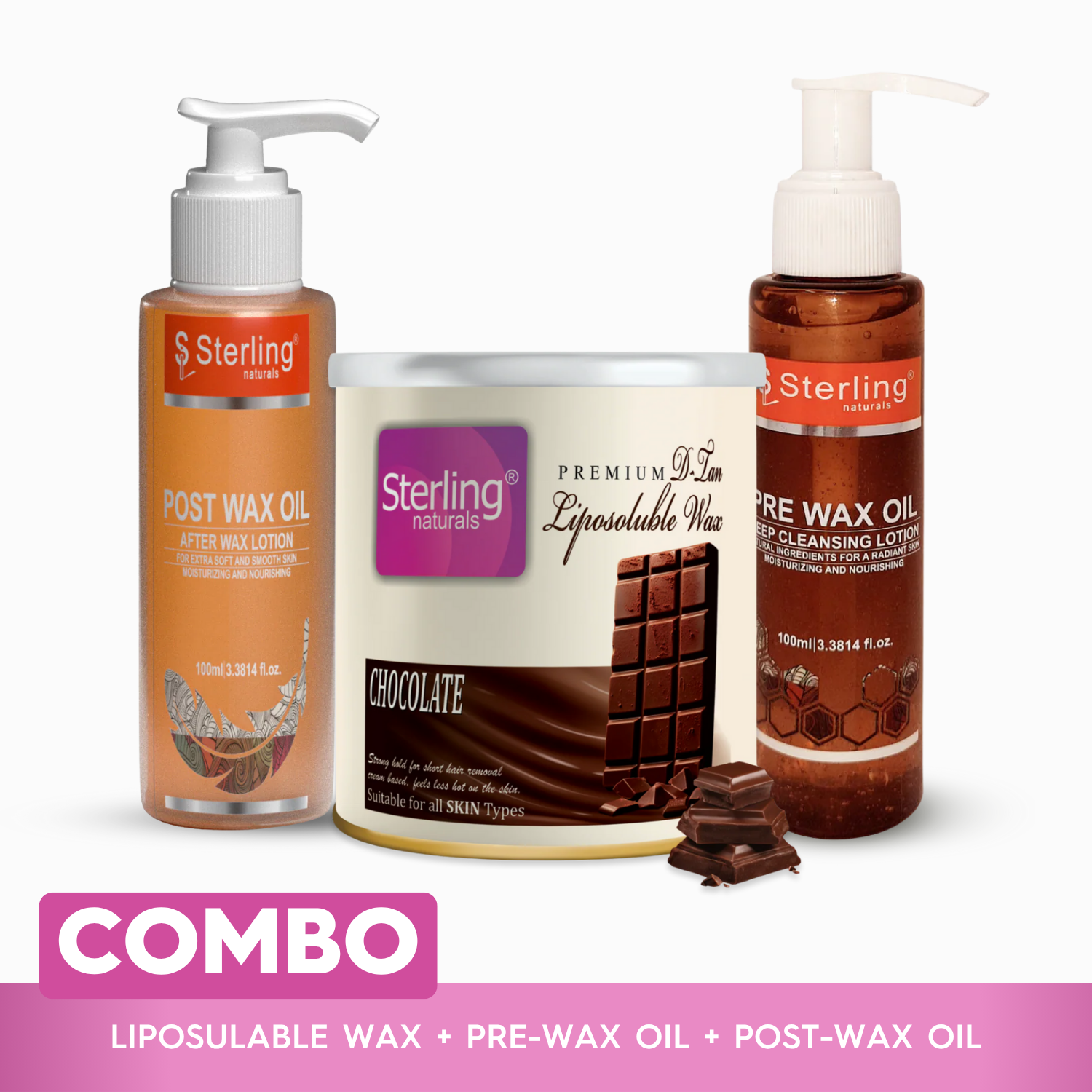 Complete D-Tan Waxing Care Kit –  Liposoluble Wax (700g Each) + Post-Wax Calming Oil with Natural Extracts (100ml) for Smooth, Radiant Skin