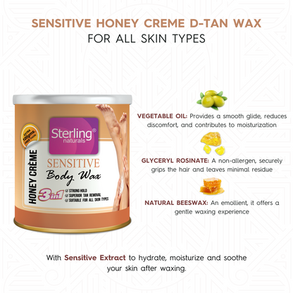 Sensitive Honey Crème D-Tan Wax | For Smooth & Less Painful Hair Removal (700g)