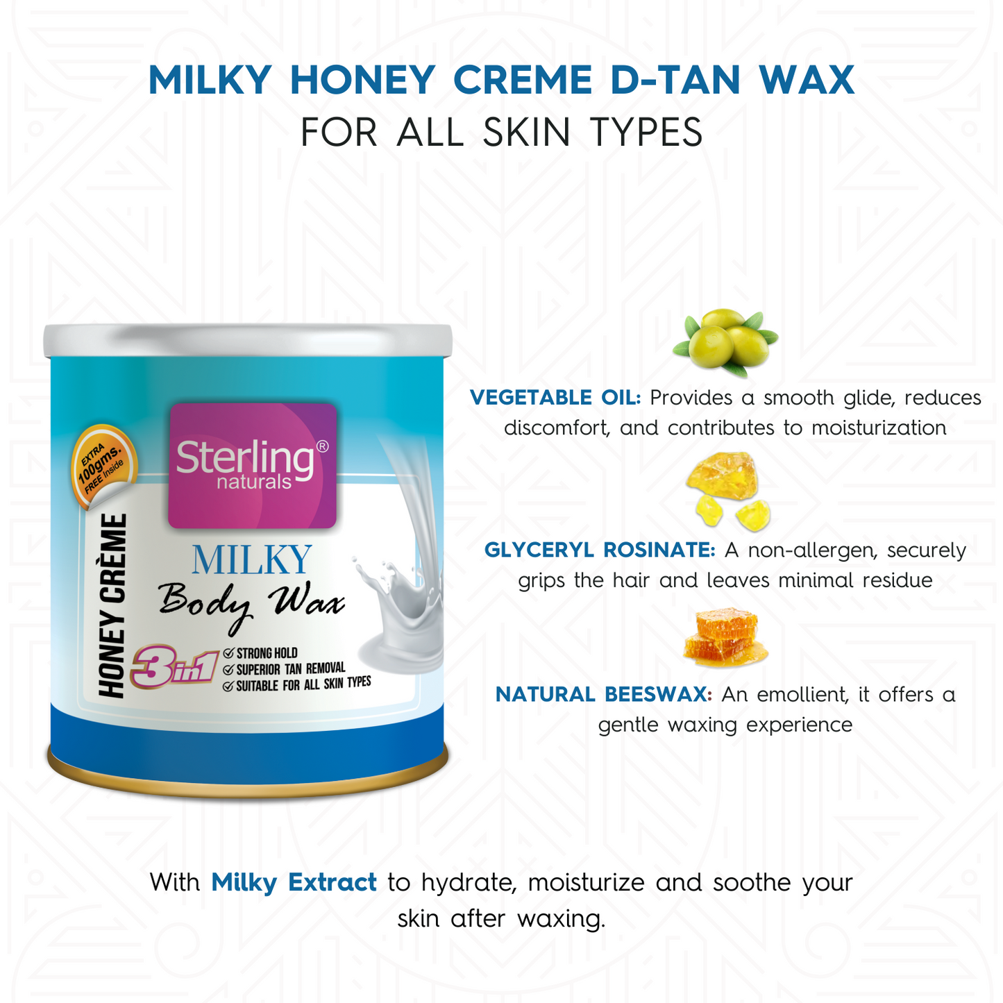 Milky Honey Crème D-Tan Wax | For Smooth & Less Painful Hair Removal (700g)