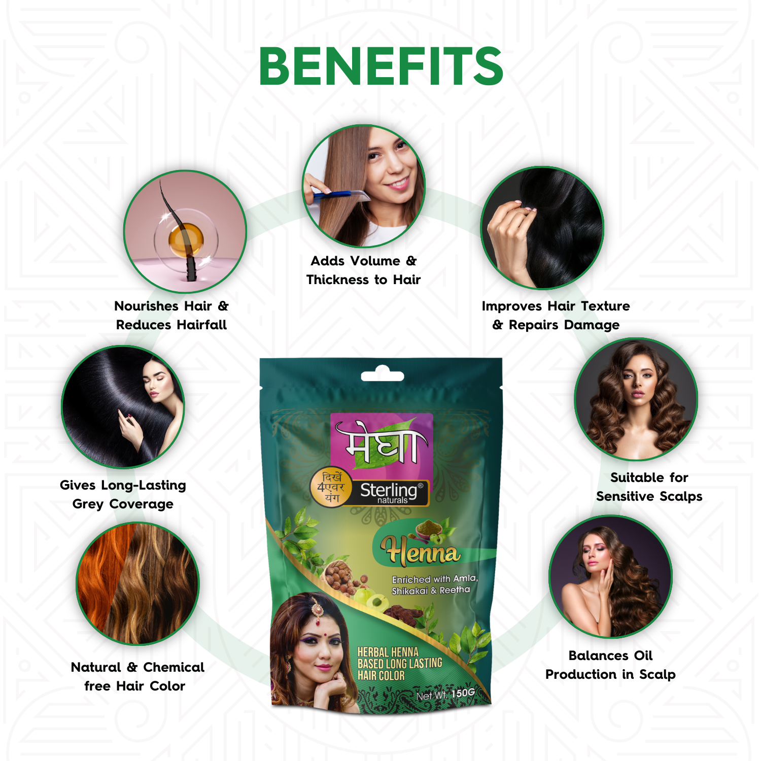 Megha Henna Hair Care Duo – Natural Black Color + Herbal Henna Powder for Deep Nourishment