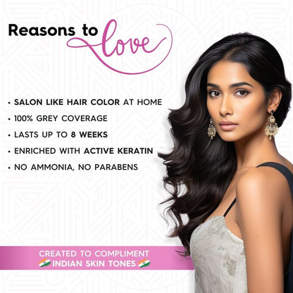 Ammonia-Free Cream Hair Color - Rich Brown | Flawless Salon-like Hair Color At Your Home (60g & 66ml)