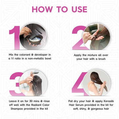 Ammonia-Free Cream Hair Color - Rich Brown | Flawless Salon-like Hair Color At Your Home (60g & 66ml)