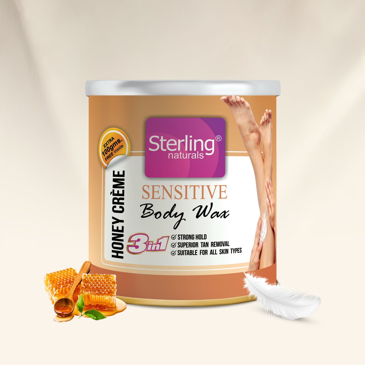 Sensitive Honey Crème D-Tan Wax | For Smooth & Less Painful Hair Removal (700g)