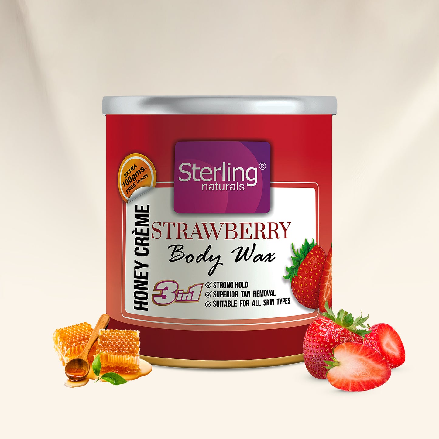 Strawberry Honey Crème D-Tan Wax | For Smooth & Less Painful Hair Removal (700g)