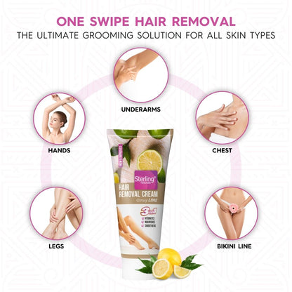 Hair Removal Cream - Citrusy Lime | For Bikini Line & Underarms | No Foul Smell, No Skin Darkening & No Rashes (60g)